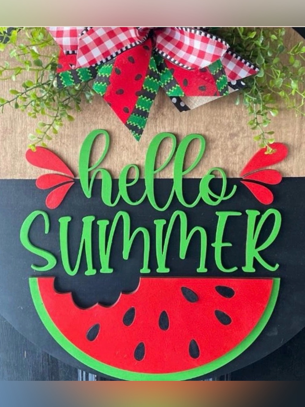 18” Hello Summer Watermelon Wooden Door Decor - Picture 2 of 2